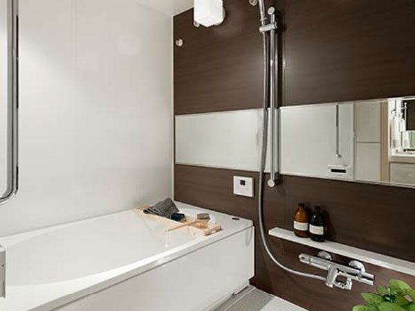 Bathing-wash room.  [Bathroom] It adopted the oval tub that can leisurely bath. A simple positive elliptical form, such as gently wrap the body, It is both a comfortable and relaxing bathing feeling and modern design, Heals tired of the day.