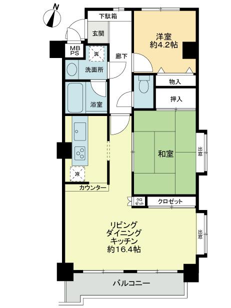 Floor plan. 2LDK, Price 17.8 million yen, Occupied area 58.14 sq m , It is spacious 2LDK of floor plan of the balcony area 5.11 sq m 58.14 sq m.