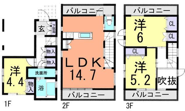 Floor plan. 31,800,000 yen, 3LDK, Land area 49.59 sq m , Building area 86.67 sq m