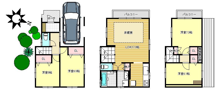 Floor plan. (C Building), Price 34,800,000 yen, 4LDK, Land area 66.12 sq m , Building area 104.4 sq m