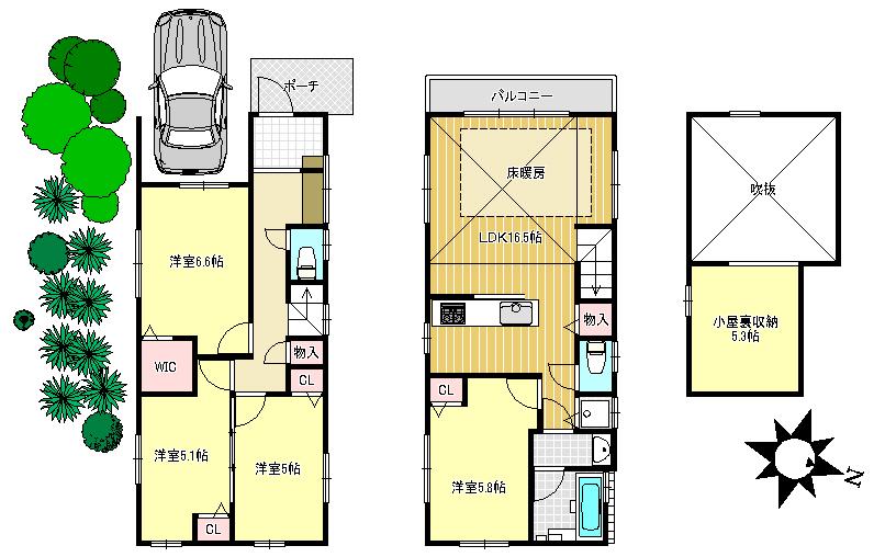 Floor plan. (D Building), Price 35,800,000 yen, 4LDK, Land area 78.01 sq m , Building area 92.74 sq m