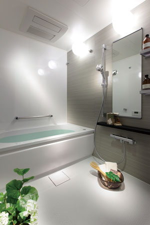 Bathing-wash room.  [Bathroom] Hot water tension at the touch of a button ・ Reheating ・ Adopted Otobasu system that can be kept warm is. It is also safe bathing time is different in your family. Also, The temperature can be set up and hot water upholstery operation even from the kitchen of the remote control.