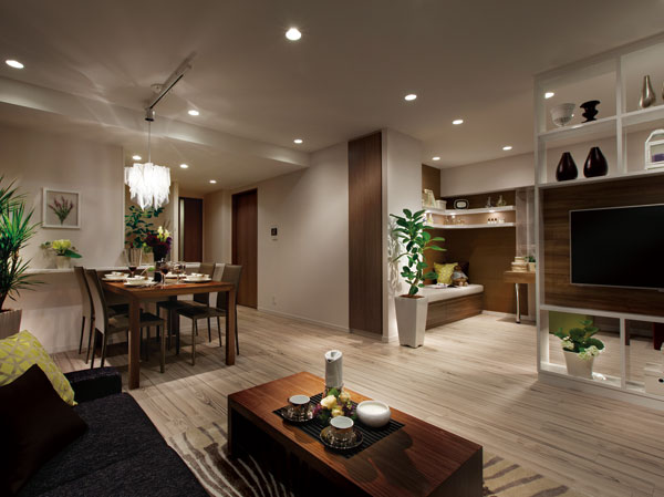 Room and equipment. Gathering and natural family, From feelings of wanting to deepen the communication while relaxing comfortably, Living that peace is aimed at filling space ・ dining. (Model Room I type)