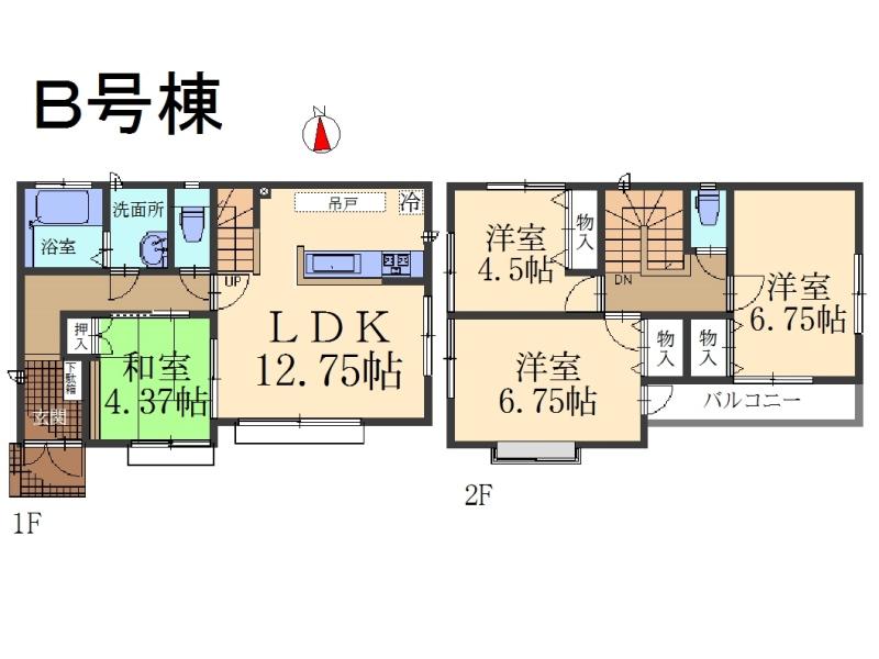 Floor plan. (B Building), Price 35,900,000 yen, 4LDK, Land area 93.82 sq m , Building area 86.12 sq m