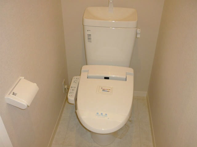 Toilet. There is warm water washing toilet seat