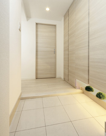 Interior.  [Tiled entrance floor] Bright and some clean entrance adopts paste graceful quaint tile. And finished with a comfortable space to greet comfortably the visitors.