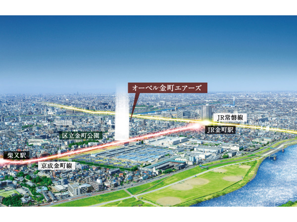 Surrounding environment. Openness to bring the residence of the ground 11-storey, Comfort to be able to live in a peaceful living environment, Comfortably to spend while admiring the green scenery. "Beauty Shiki, Namakikata "to the grant residence, Welcome. (Which it was subjected to a CG processing to an aerial photograph of the March 2013 shooting, In fact a slightly different)