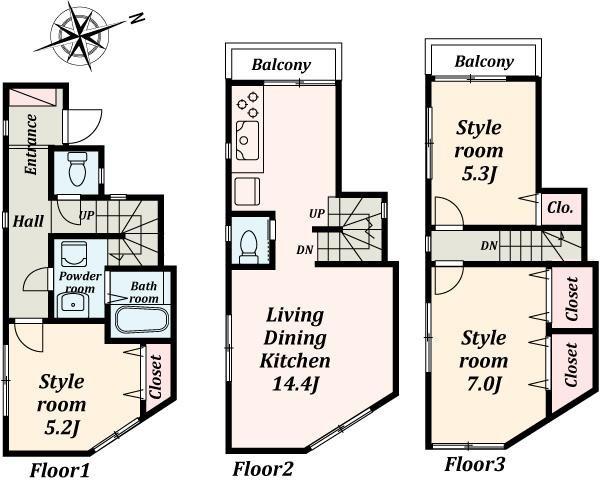 Floor plan. 31.5 million yen, 3LDK, Land area 45.48 sq m , Building area 82.13 sq m