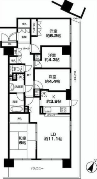 Floor plan. 4LDK, Price 35,900,000 yen, Footprint 81.8 sq m , Balcony area 24.88 sq m
