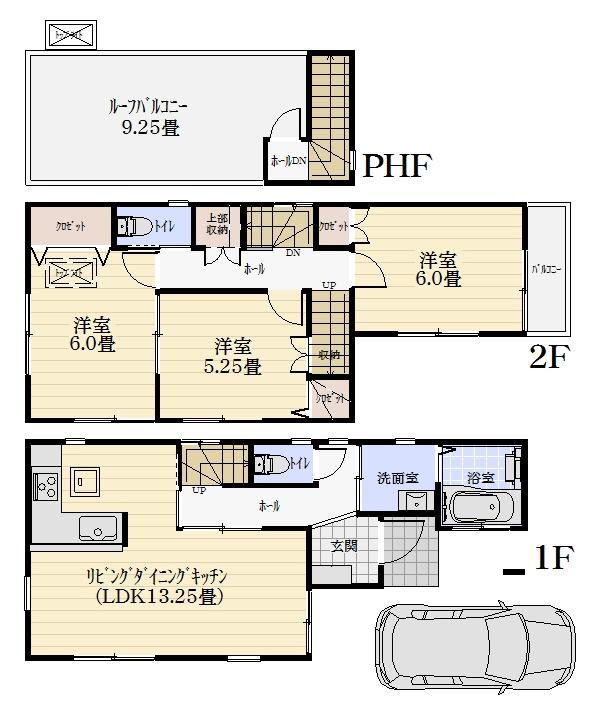 Floor plan. (3 Building), Price 32,800,000 yen, 3LDK, Land area 72.4 sq m , Building area 80.96 sq m