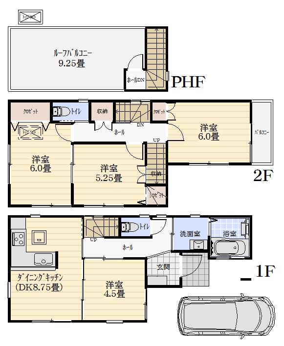 Floor plan. (4 Building), Price 32,500,000 yen, 3LDK, Land area 72.33 sq m , Building area 80.96 sq m