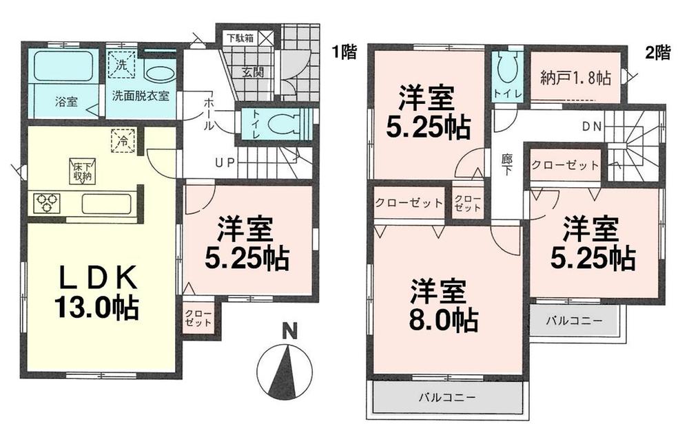 Floor plan. 37,800,000 yen, 4LDK + S (storeroom), Land area 87.73 sq m , Building area 92.95 sq m