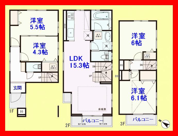 Floor plan. 37,800,000 yen, 4LDK, Land area 60.06 sq m , Building area 98.85 sq m