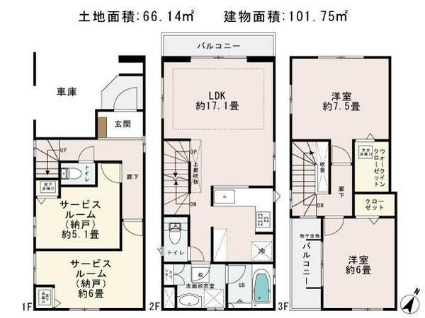 Floor plan. 33,800,000 yen, 4LDK, Land area 66.14 sq m , Building area 109.24 sq m