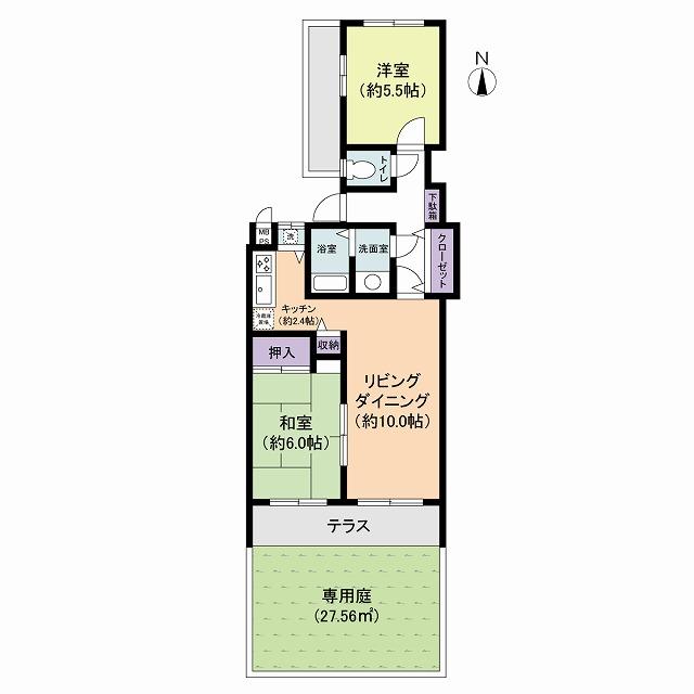 Floor plan. 2LDK, Price 8.8 million yen, Occupied area 55.27 sq m