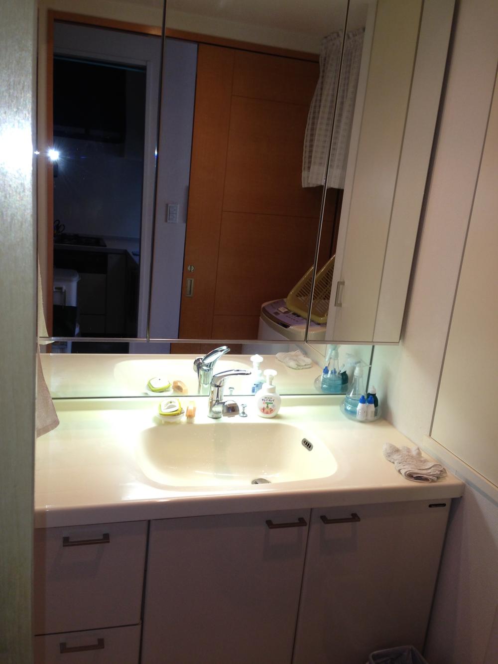 Wash basin, toilet. Oversized wash basin