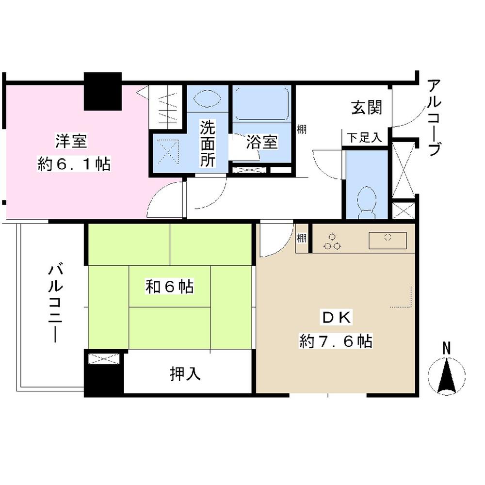 Floor plan. 2DK, Price 17.8 million yen, Occupied area 51.43 sq m , Balcony area 5.1 sq m