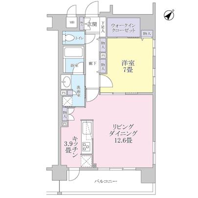 Floor plan. 1LDK + walk-in closet