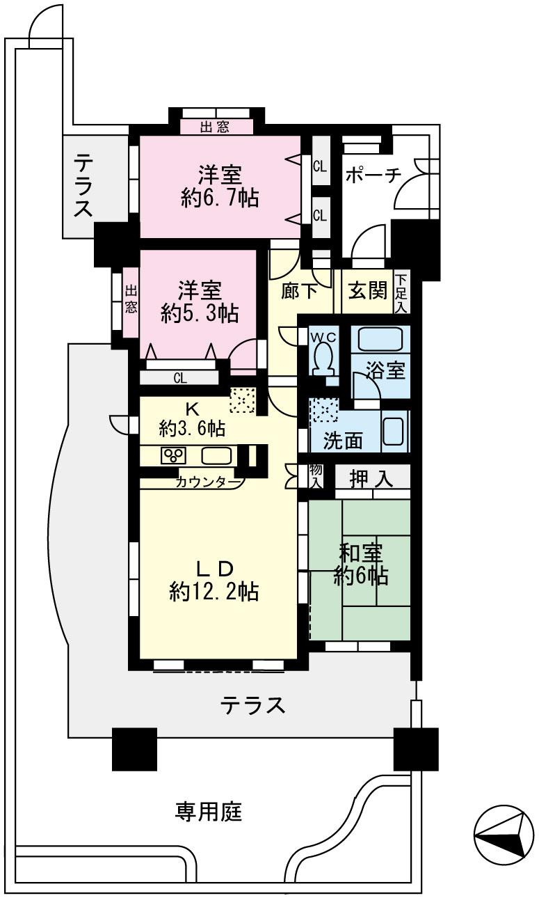Floor plan. 3LDK, Price 24,800,000 yen, Occupied area 75.88 sq m