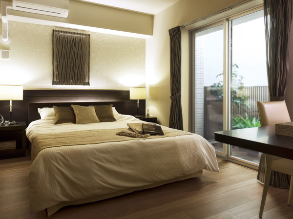 Interior.  [Master bedroom] Relax in the elegant calm space, The main bedroom facing the pleasant balcony.