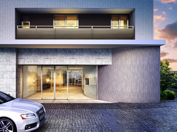 Shared facilities.  [East Terrace Entrance Rendering] Entrance to be a glamorous space. Entrance to invite to the feeling that you meet the people who visit. East Terrace also use a common material and the West Terrace, By changing the use of some material, I was directing each of the personality. Seem to roadside trees across from the sidewalk, Sophisticated Earl of facade design. It will be the approach that graceful vertical border is eye-catching. Car for the passage of the front, It is also available as magnificent a driveway.