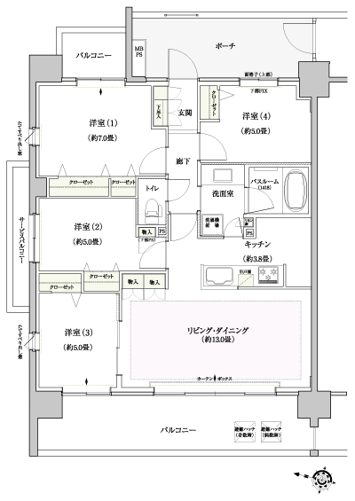Floor: 4LDK, occupied area: 80.75 sq m