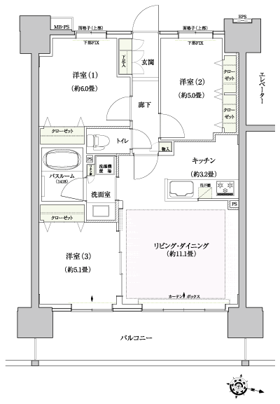 Floor: 3LDK, occupied area: 65.45 sq m