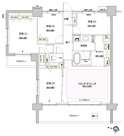 Floor: 4LDK + WIC, the occupied area: 85.82 sq m