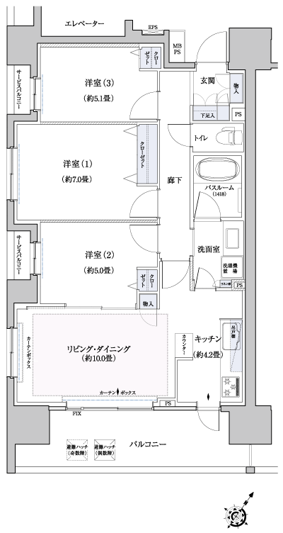 Floor: 3LDK, occupied area: 70.29 sq m