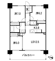 Floor: 3LDK, the area occupied: 72.2 sq m