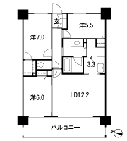 Floor: 3LDK + WIC, the area occupied: 72.2 sq m