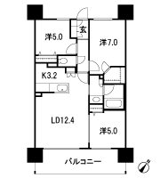 Floor: 3LDK + WIC, the occupied area: 70 sq m
