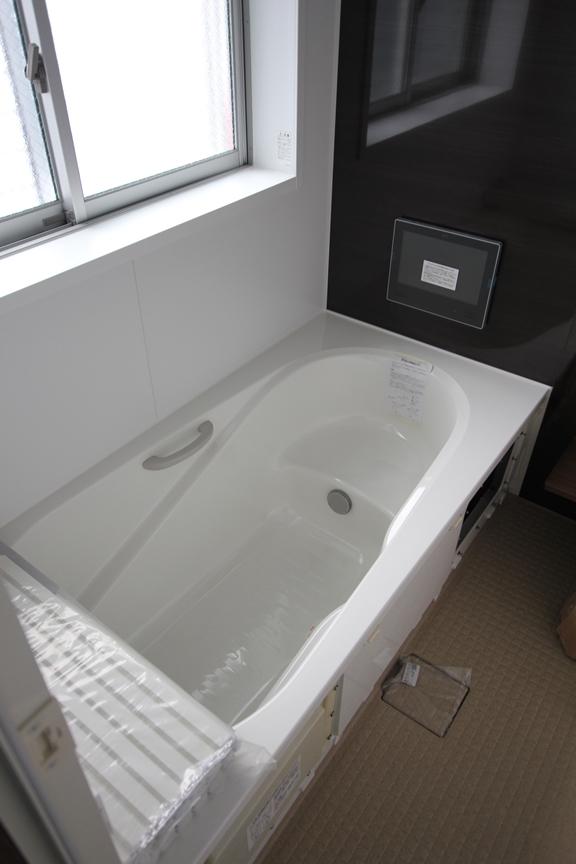 Bathroom. Bus with a TV