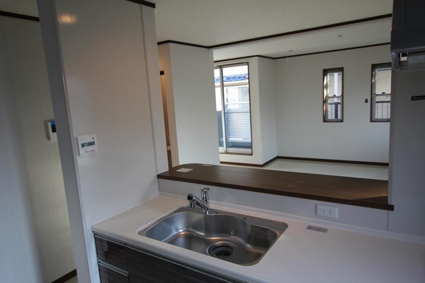 Kitchen. Counter kitchen overlooking the living room