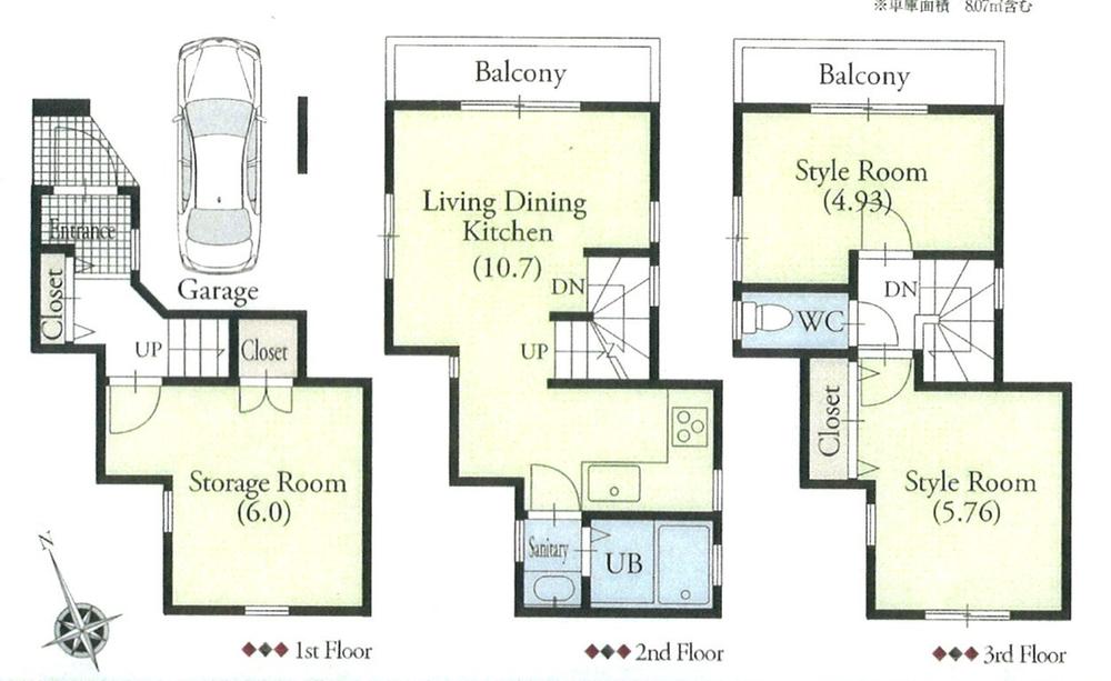 Floor plan. 35,800,000 yen, 3LDK, Land area 38.71 sq m , Building area 68.44 sq m