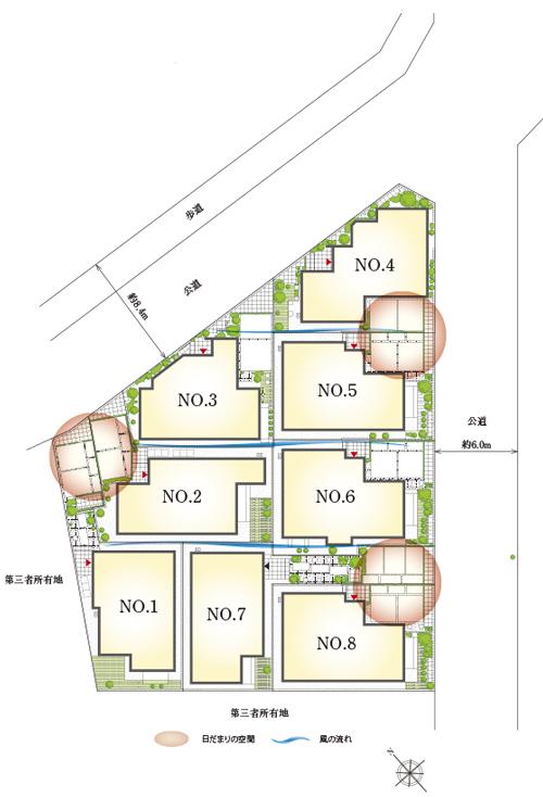 The entire compartment Figure. Distribution building plan and the white of the exterior design with a beautiful room is, It reflects the pride of the people live, Creating a modern streets apart from the surrounding. Also, Colorful planting revitalization in the green us to enhance the privacy of (the entire section view)