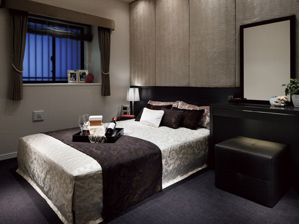 Interior.  [Master bedroom] For comfortable sleep is the basis of the bedroom, The structure of the walls and floors to bring the tranquility of course, It has adopted a chic color and design. Also, Use as a dressing room and den, Also consider the role of as a space of a couple two people, The main bedroom is ensure the breadth and enhancement of storage space that is clear. Of dwelling, Suitable for a more private space, It delivers calm fine room.  ※ In the apartment gallery, Of the main bedroom equipment can be confirmed. (The room is different from the one of this sale)