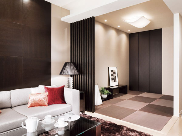 Interior.  [Japanese-style room] Japanese-style room, which was finished in atmosphere of calm is, Convenient space available for flexible. Living with no steps full flat floor ・ Leads and dining. (Except for some type) ※ In the apartment galleryese-style room of the equipment can be confirmed. (The room is different from the one of this sale)