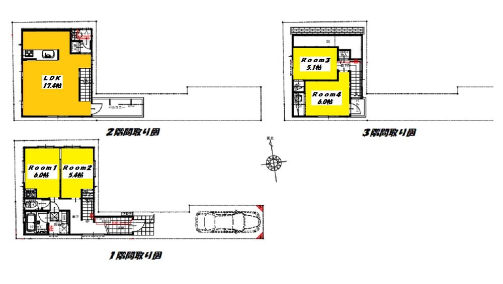 Floor plan. (B Building), Price 37,800,000 yen, 2LDK+2S, Land area 73.29 sq m , Building area 96.02 sq m