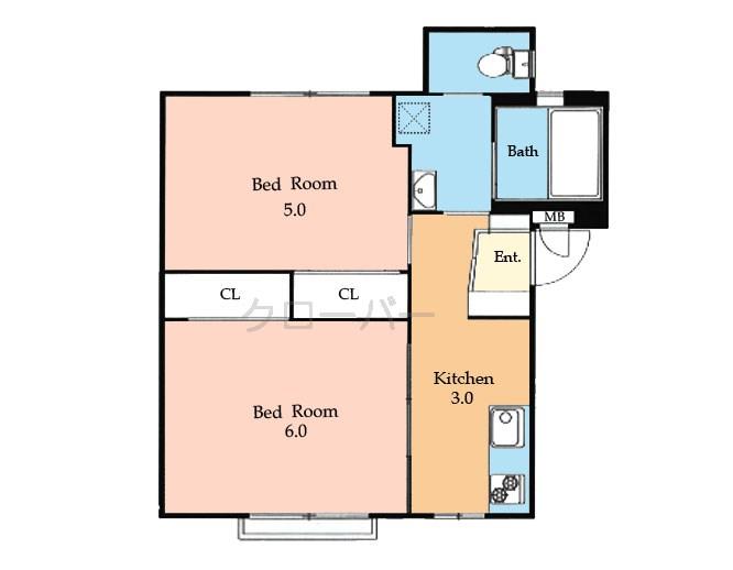 Floor plan. 2K, Price 12.8 million yen, Occupied area 39.27 sq m