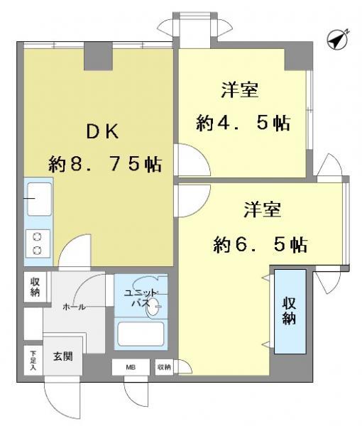 Floor plan. 2DK, Price 18.5 million yen, Occupied area 40.89 sq m