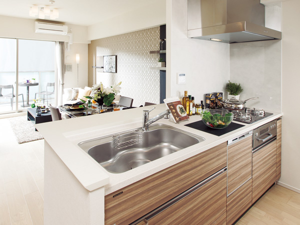 Kitchen.  [kitchen] Family is looking forward to the daily life, As I spend a healthy, kitchen, bathroom, Wash room, We nestled functional and full of sense of quality space. Also, Standard of equipment ・ Specifications, Convenience, Amenity, safety, Ecology of such, Select taking into account the various elements. (Less than, Indoor photo of the web is model room D type ※ Including some options / Compensation ・ Application deadline Yes)