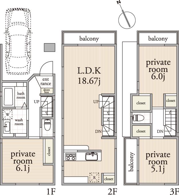 Floor plan. 56,800,000 yen, 3LDK, Land area 58.76 sq m , Building area 95.69 sq m floor plan. Breadth LDK is more than spacious 18 Pledge.