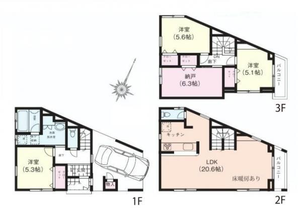 Floor plan. 43,800,000 yen, 3LDK+S, Land area 66.8 sq m , Building area 118.64 sq m