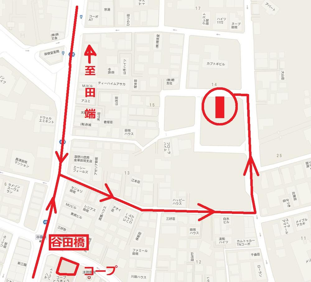 Access view. North Shinobazu Street to Tabata Station district, Turn right at the next Tanida Bridge crossing, Turn left at the end of the street, When the Three F to the right to turn left there When you see on the left-hand angle is local