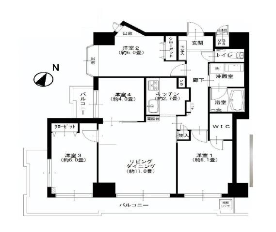 Floor plan. 4LDK, Price 32,900,000 yen, Occupied area 79.31 sq m , Balcony area 15.9 sq m