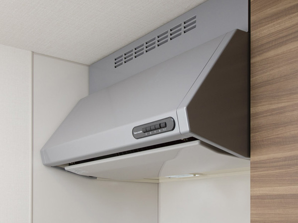 Kitchen.  [Enamel current plate with a range hood] Range hood of the stylish design. It adopted a quiet and powerful fan, Quickly suck the smoke and the smell of cooking. It is easy to clean with a porcelain enamel rectification plate.  ※ A1 type is different in shape