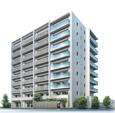 Shared facilities.  [To the house that combines the appearance of a simple, modern urban look and mansions] In that the outer wall has been refined, Aware of the tone to feel warm was selected the tile. Facade design, Through the wind, Capture a different lattice handrail and light appearance by the angle, By combining a glass handrail which reflects, Yet urban I expressed the appearance with calm. (Exterior view)