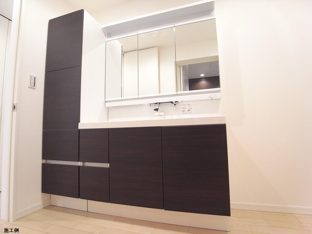 Wash basin, toilet. Example of construction