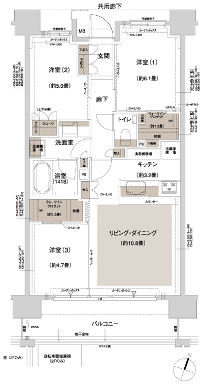 Floor: 3LD ・ K + 2WIC, occupied area: 68.03 sq m, Price: 44,480,000 yen ~ 49,980,000 yen, now on sale